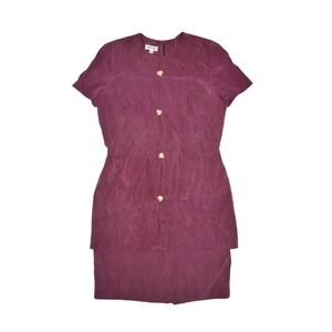 Vintage Depeche Mode Dress Womens 10 Purple Short Sleeve Tiered A Line